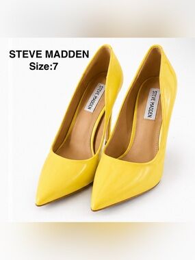 Steve Madden Yellow Patent Pointed Toe Stiletto Heels